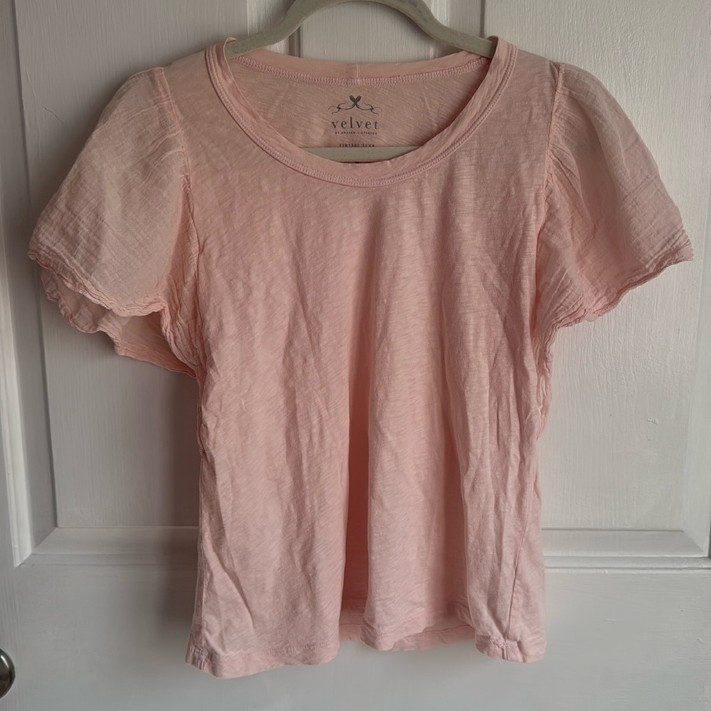 Pink Flutter Sleeve T Shirt